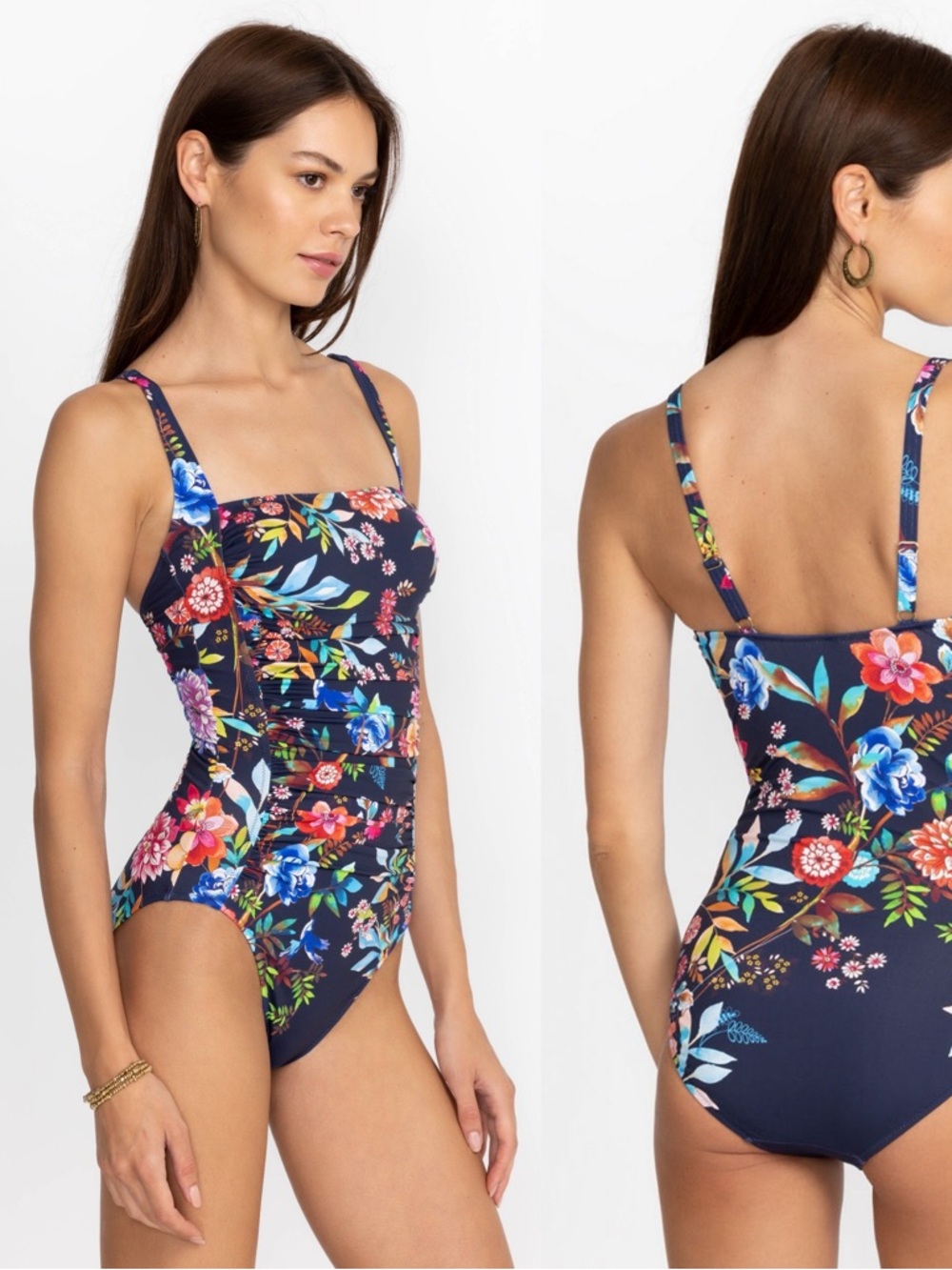 JOHNNY WAS Ocean Dreamer Ruched One Piece Swim Swimsuit \\ S